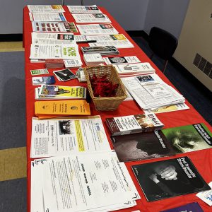 A table with information about drug and alcohol abuse was set up during Red Ribbon week