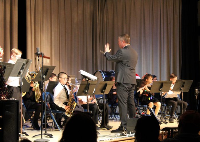 Students playing instruments