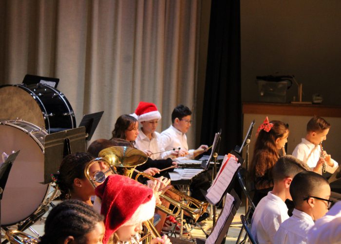 Students playing instruments