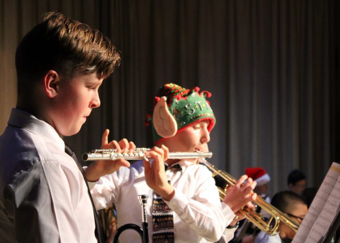 Students playing instruments