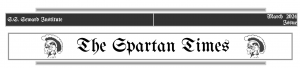 S.S. Seward The Spartan Times header with spartan logos, March 2024 issue