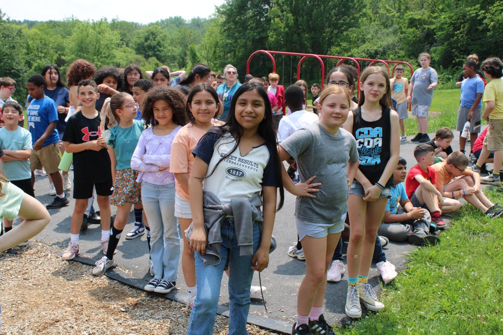 Students pose at egg drop competition
